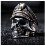 Duitse 'doodskop' ring, Nieuw, Dame of Heer, Zilver, IJzer of Staal