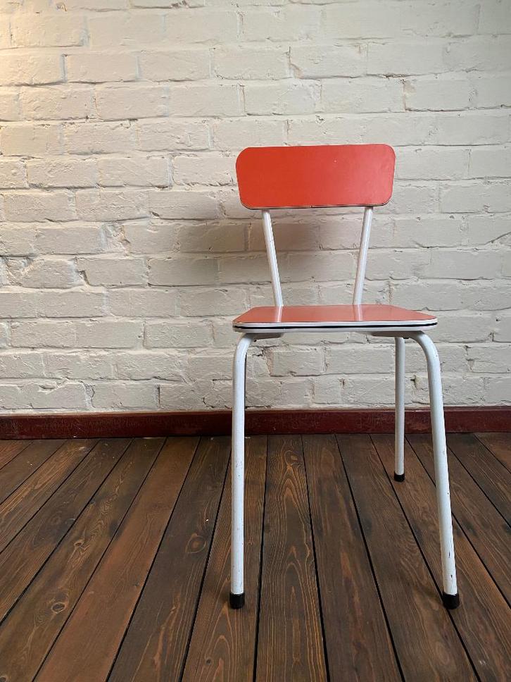 vintage stoel oranje, Huis en Inrichting, Stoelen, Zo goed als nieuw, Eén, Kunststof, Metaal, Overige kleuren, Ophalen