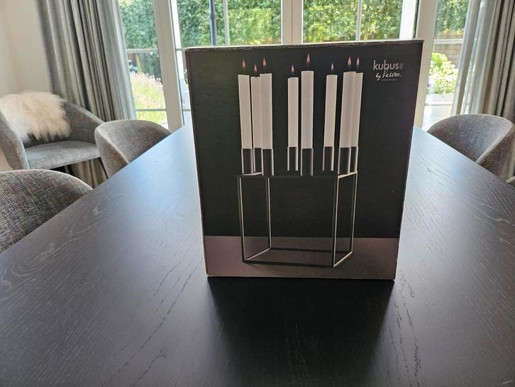 By Lassen kandelaar Kubus 8, Huis en Inrichting, Woonaccessoires | Kandelaars en Kaarsen, Gebruikt, Kandelaar, Wit, Ophalen of Verzenden