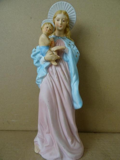 Antiek Mariabeeld porseleinen Mariabeeld de Moeder Gods 26cm, Antiek en Kunst, Antiek | Religieuze voorwerpen, Ophalen of Verzenden