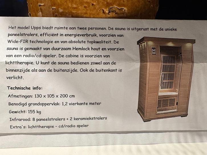 Infraroodcabine, Sport en Fitness, Sauna, Gebruikt, Complete sauna, Infrarood, Ophalen