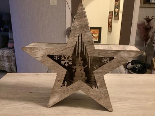 Kerst Houten Kerstster (Licht) (23 cm), Diversen, Kerst, Zo goed als nieuw, Ophalen of Verzenden