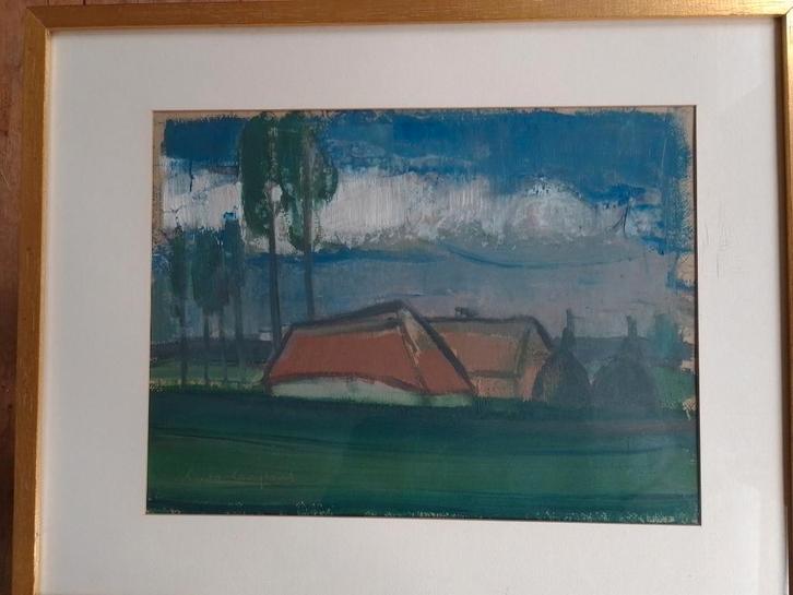 Ludo Laagland  1923 - 2006  Landschap met hoeve, Antiek en Kunst, Kunst | Schilderijen | Klassiek, Verzenden