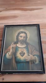 Grote * Heilig Hart  *46 op 36 cm in houten Kader, Antiquités & Art, Antiquités | Objets religieux, Enlèvement