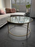 Ronde glazen salontafel (goud), Huis en Inrichting, Tafels | Salontafels, Ophalen, Nieuw, 50 tot 100 cm, Minder dan 50 cm