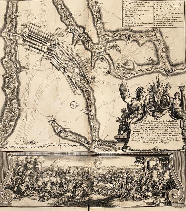 PLAN De la situation ou la BATAILLE de Ramillis 1729, Antiek en Kunst, Kunst | Etsen en Gravures, Ophalen of Verzenden