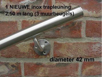 NIEUWE inox trapleuning 2,50 m lang - dia 42mm - rvs leuning, Enlèvement, Neuf, Escalier, 2 à 4 mètres