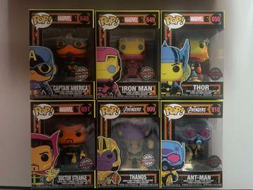 Set van 6 Funko Pop Marvel Special Edition Fluo Zo goed als 