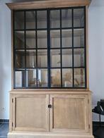 Eiken vitrinekast met zwart ijzer Alice, 150 à 200 cm, Comme neuf, 200 cm ou plus, Strak landelijk modern klassiek