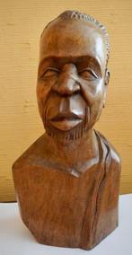 oud Afrikaans beeld houten borstbeeld man, Ophalen of Verzenden