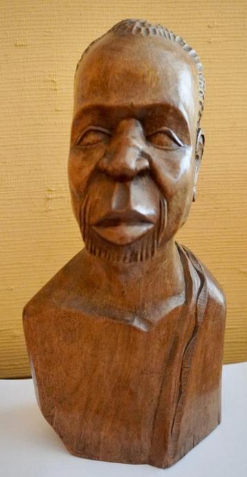 statue africaine ancienne  Buste homme en bois 