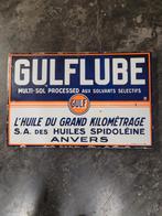 Plaque émaillée gulf émaille bord garage 1937, Collections, Marques & Objets publicitaires, Enlèvement, Utilisé