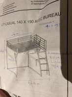 Ijzeren hoogslaper 140/190 met bureau ingewerkt, Huis en Inrichting, Ophalen, Gebruikt, Hoogslaper, Tweepersoons