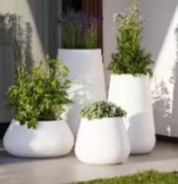 beau pot de fleurs conique blanc