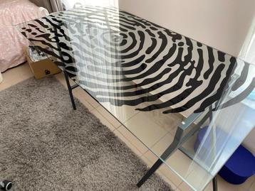 Bureau met glazen tafel, Huis en Inrichting, Ophalen, Zo goed als nieuw, Bureau