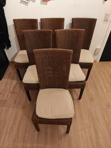 Lloyd loom 6 eetkamerstoelen, Huis en Inrichting, Stoelen, Ophalen, Zo goed als nieuw