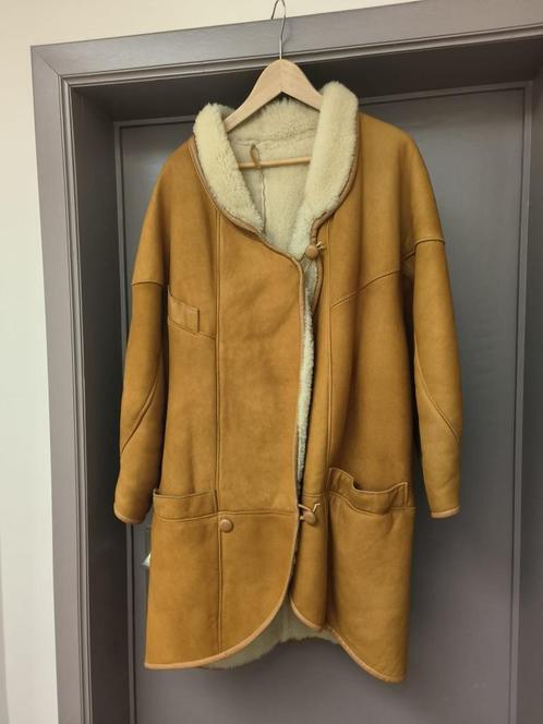 Bruine warme mannenjas van lamsvel, Kleding | Heren, Jassen | Winter, Gedragen, Maat 46 (S) of kleiner, Bruin, Ophalen