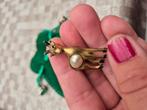 Antieke vergulde Antelope /gazelle broche met parel, Ophalen of Verzenden, Broche