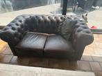 Chesterfield zetels (2) leder 2 + 3 zit, Huis en Inrichting, Ophalen, Gebruikt, Overige maten, Leer