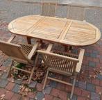 Mooi tuinset teak tafel + stoelen, Tuin en Terras, Ophalen, Zo goed als nieuw, Tuinset