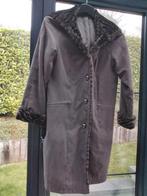 Bruine jas van leer en synthetisch bont voor dames T.38/40, Maat 38/40 (M), Bruin, Ophalen of Verzenden, Zo goed als nieuw