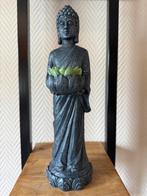 Statuette Bouddha – 32 cm – résine effet pierre + lotus zen, Ophalen, Zo goed als nieuw