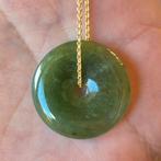 Natuurlijke type A jadeïet jade donut met ketting, Verzenden, Zo goed als nieuw