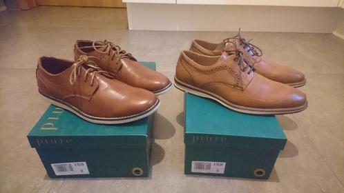 2 paar nieuwe lederen heren schoenen, maat 42, bruin, P.i.u., Vêtements | Hommes, Chaussures, Neuf, Chaussures à lacets, Brun