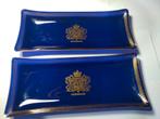 2 luxueuses assiettes de service en verre bleu cobalt avec d, Envoi