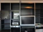 Tv-meubel, planken en vitrinekast en moderne zwarte boekenka, Huis en Inrichting, Kasten |Televisiemeubels, Ophalen, Zo goed als nieuw