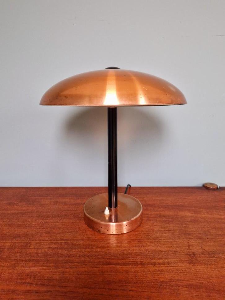 Grote koperen bureaulamp, Bauhaus-stijl, jaren 50, Antiek en Kunst, Antiek | Brons en Koper, Koper, Ophalen of Verzenden
