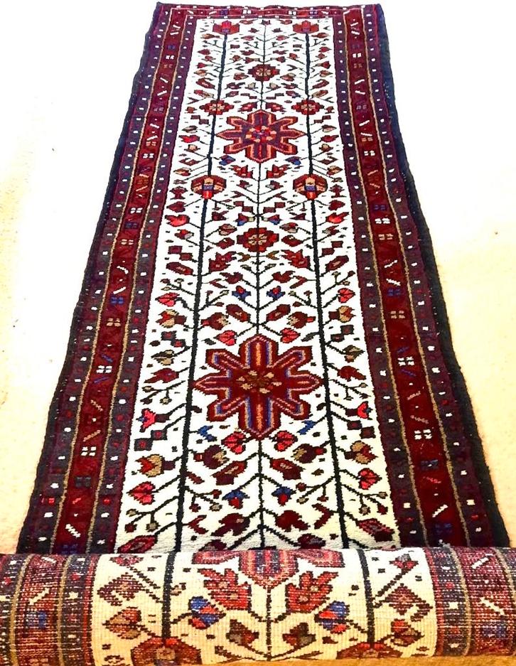 Mooie Loper tapijt- 240 x 65 cm-Handgeknoopt Uit Heriz- Iran, Antiek en Kunst, Antiek | Tapijten, Tafelkleden en Textiel, Ophalen