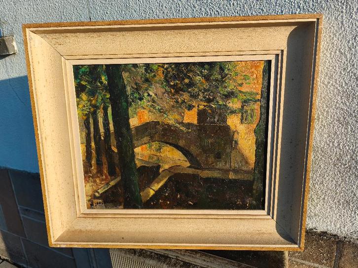 huile sur toile pont bruges signe walter jonckheere, Antiek en Kunst, Kunst | Schilderijen | Klassiek, Ophalen of Verzenden