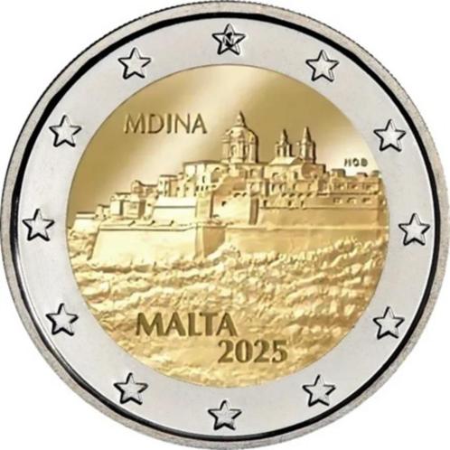 2 € commémorative Malte 2025" Mdina petite ville fortifiée", Postzegels en Munten, Munten | Europa | Euromunten, Losse munt, 2 euro