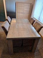 tafel met glazen blad en 4 stoelen, Huis en Inrichting, Ophalen