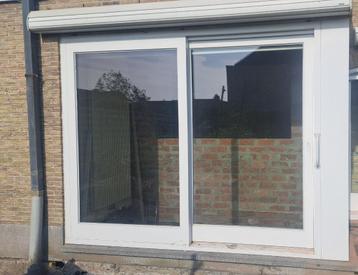 schuifraam en vast raam dubbel glas hout, Doe-het-zelf en Bouw, Ophalen, Gebruikt, 160 cm of meer, Dubbelglas