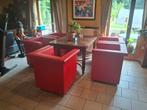 5 mooie elegante rode lederen fauteuls, Ophalen