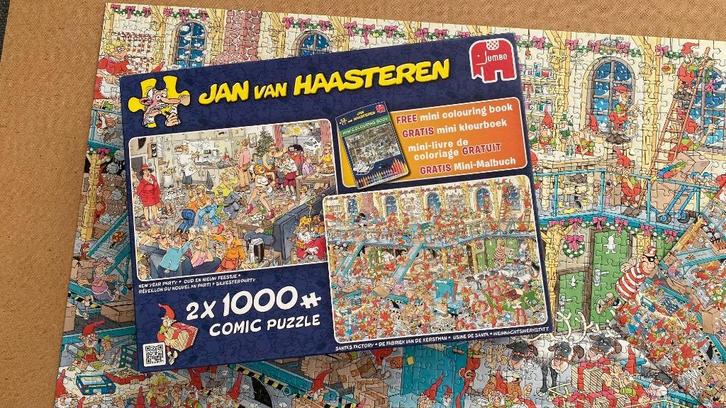 puzzel Jan Van Haasteren 2 x 1000 stukjes, Hobby en Vrije tijd, Denksport en Puzzels, Zo goed als nieuw, Legpuzzel, Meer dan 1500 stukjes