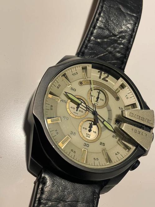 Diesel DZ4495 - Mega Chief incl.doos nieuwstaat, Handtassen en Accessoires, Horloges | Heren, Zo goed als nieuw, Leer, Ophalen of Verzenden