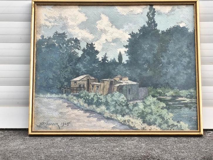 Aquarelle signe Fernand verhaegen, Antiquités & Art, Art | Peinture | Classique, Enlèvement ou Envoi