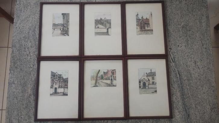 Set gravures « Petit Béguinage de Gand » 1983  Wim Van Kuyck, Antiquités & Art, Art | Lithographies & Sérigraphies, Enlèvement ou Envoi