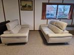 TAUPE BUFFELLEDEREN SALON MET ELEKTRISCHE RELAXEN NATUZZI, Huis en Inrichting, Ophalen, Gebruikt, Leer