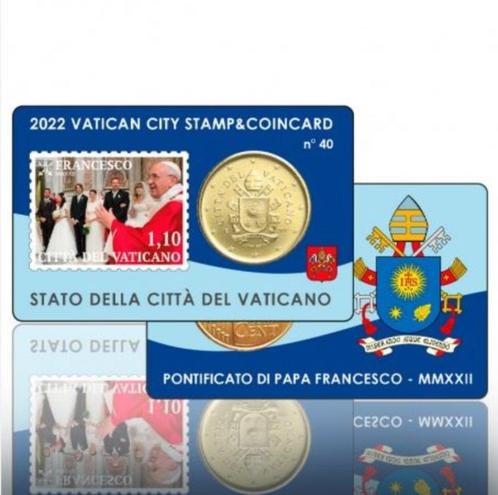 Coincards 40-41-42-43 met Postzegel Vaticaan 2022, Postzegels en Munten, Munten | Europa | Euromunten, Setje, Overige waardes