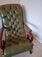 Vintage chesterfield fauteuil, Huis en Inrichting, Ophalen, Gebruikt, Leer