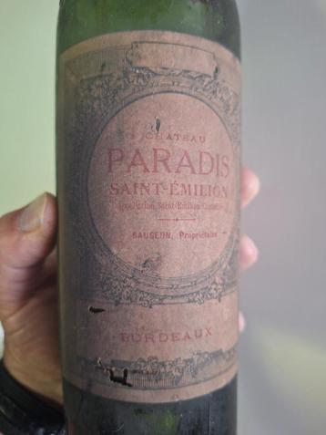 Bouteille VIDE de 1945 « Chateau Paradis Saint-Emilion », Enlèvement ou Envoi, Utilisé