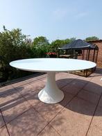 Tuintafel met wit  glazen blad, Jardin & Terrasse, Tables de jardin, Comme neuf, Rond, Enlèvement, Aluminium