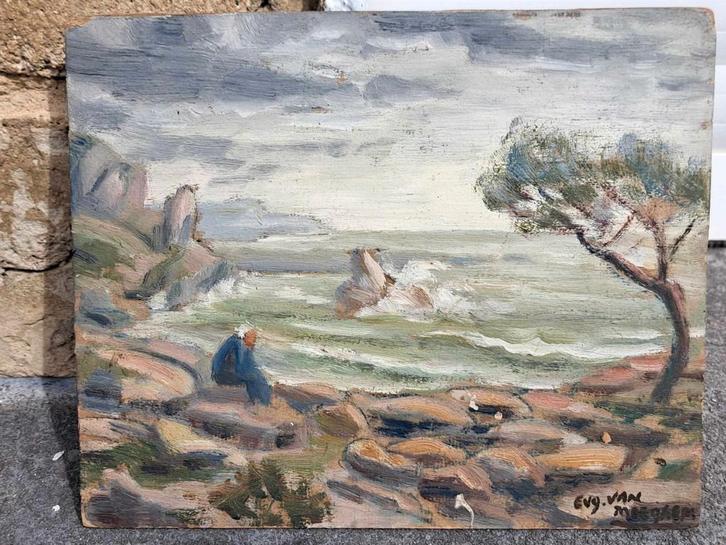 huile sur carton signe eugeen van mieghem, Antiek en Kunst, Kunst | Schilderijen | Klassiek, Ophalen of Verzenden