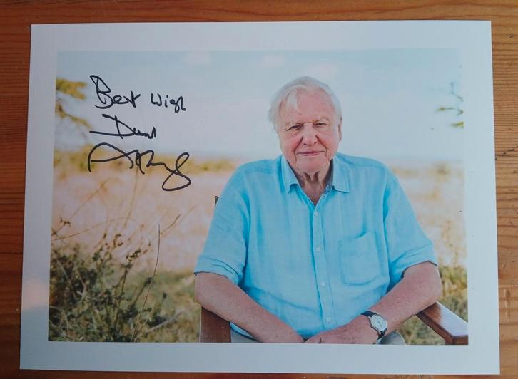 Gesigneerde foto van David Attenborough. Warmste Week., Verzamelen, Muziek, Artiesten en Beroemdheden, Gesigneerd, Verzenden