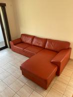 Lederen zetel met lounge koopje, Huis en Inrichting, Ophalen, Gebruikt