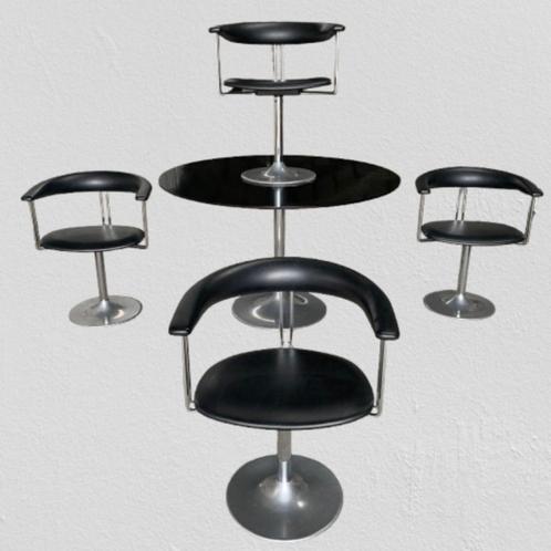 Tulip tafel en draaistoelen, Huis en Inrichting, Tafels | Eettafels, Gebruikt, 100 tot 150 cm, 100 tot 150 cm, Vier personen, Rond